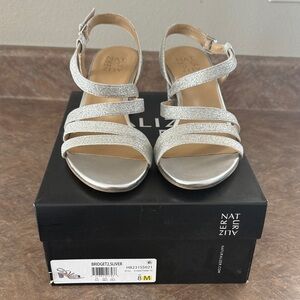 Naturalizer Silver Glitter Sandals